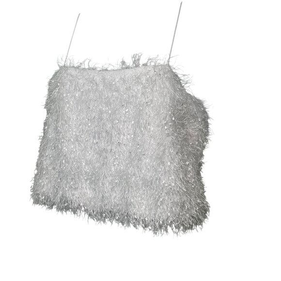 Show Me Your Mumu White She Cute Top Medium Fuzzy Sequin Tank NWT $98 - Picture 3 of 6